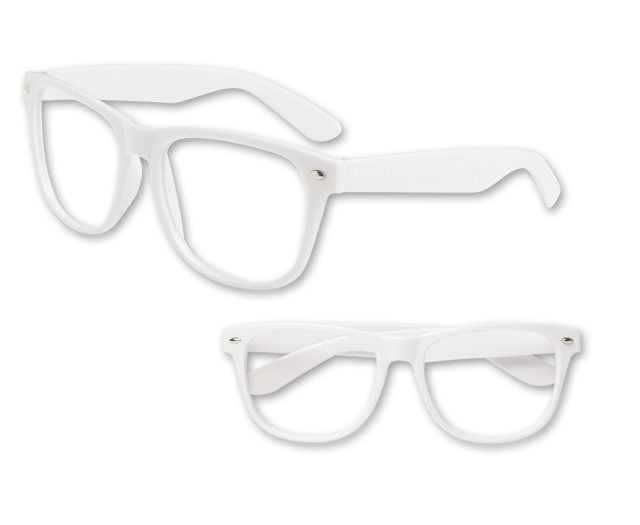 No Lens White Blues Brother Glasses