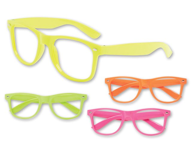 No Lens Neon Blues Brother Glasses