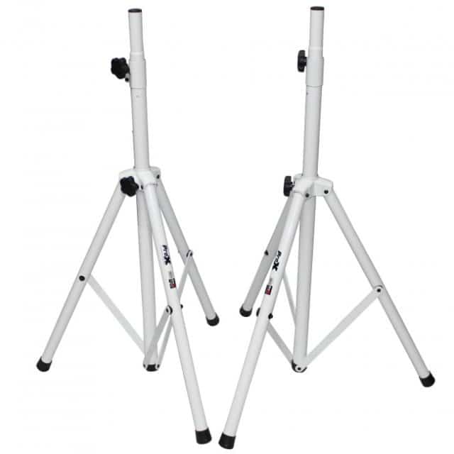 Pro X White Heavy-Duty All Metal Speaker Tripod Stand Set of 2, 4-7 ft. (44"-84") Cloud Series - Image 2