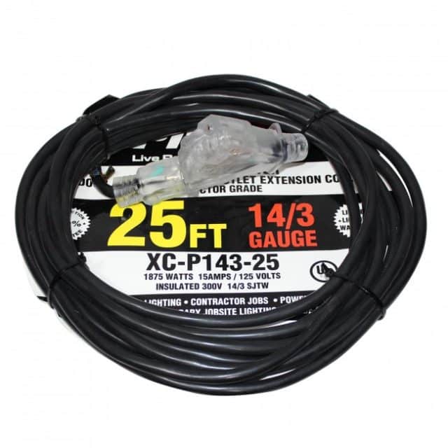 Pro X 25 Ft. 120VAC NEMA 15 Male to 3 Socket Female Power-Extension Cord 14 AWG - Image 3
