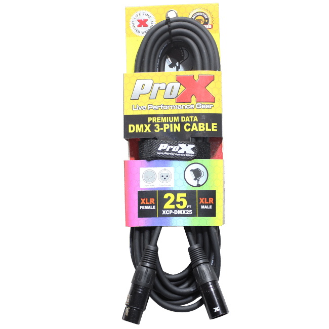 Pro X 25 Ft. DMX XLR3-M to XLR3-F Premium Cable - Image 2