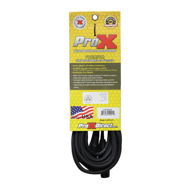 Pro X 25 Ft. DMX XLR3-M to XLR3-F Premium Cable - Image 3