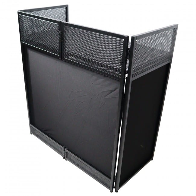 Pro X VISTA DJ Booth Facade Table Station with White and Black Scrim kit and Padded Travel Bag | Black Hardware - Image 3