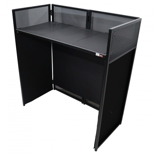 Pro X VISTA DJ Booth Facade Table Station with White and Black Scrim kit and Padded Travel Bag | Black Hardware - Image 5