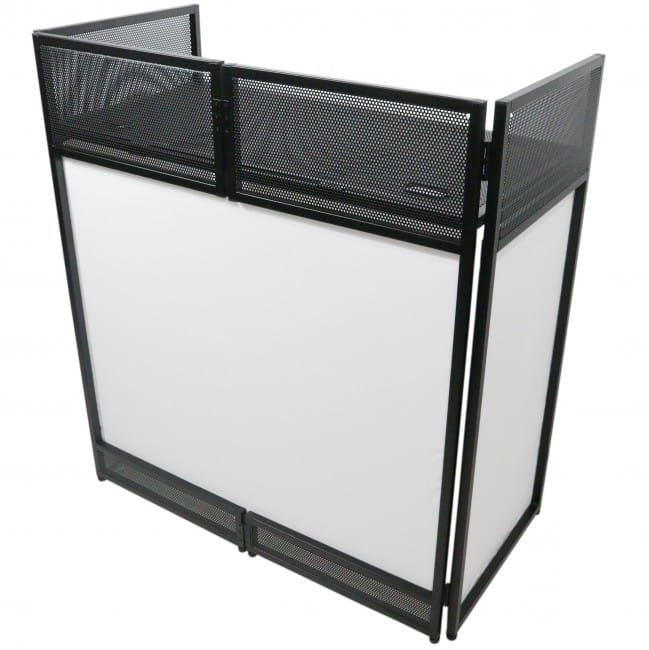 Pro X VISTA DJ Booth Facade Table Station with White and Black Scrim kit and Padded Travel Bag | Black Hardware - Image 9