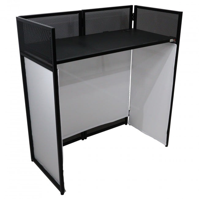 Pro X VISTA DJ Booth Facade Table Station with White and Black Scrim kit and Padded Travel Bag | Black Hardware - Image 10