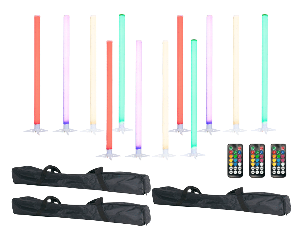 Battery Powered LED BP TUBES 12 PACK With 3 Bags & 3 Remotes