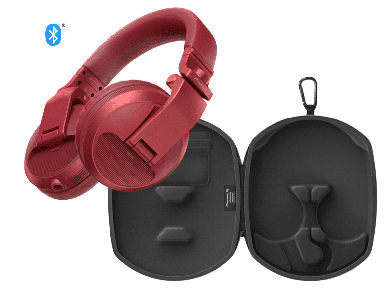 Pioneer DJ HDJ-X5BT-Red Over-ear DJ headphones with Bluetooth® & HDJ-HC02 Case
