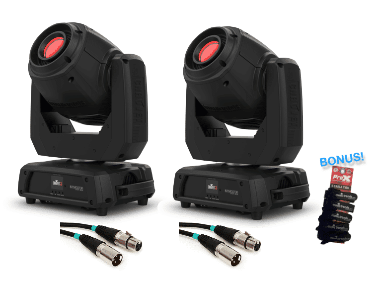Chauvet DJ Intimidator Spot 360X LED Moving Head 2 Pack with DMX Cables