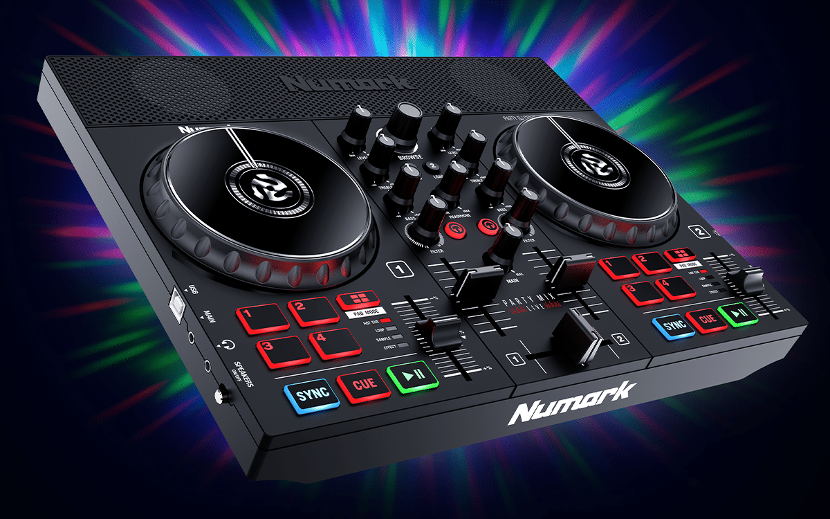 Party Mix Live DJ CONTROLLER WITH BUILT-IN LIGHT SHOW AND SPEAKERS + CARRY CASE - Image 8
