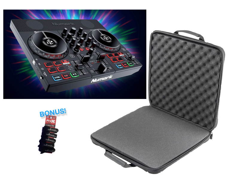 Party Mix Live DJ CONTROLLER WITH BUILT-IN LIGHT SHOW AND SPEAKERS + CARRY CASE