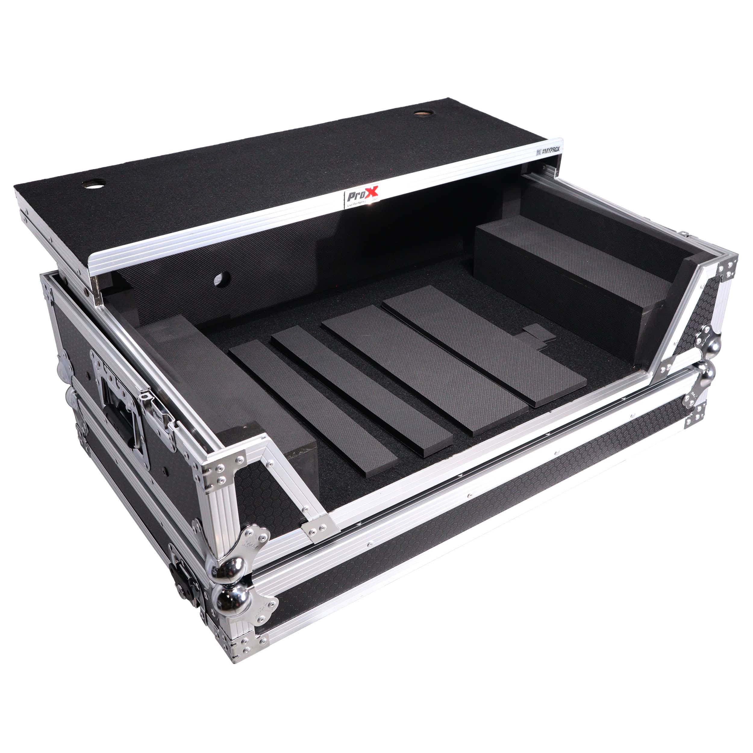 Pro X ATA Style Flight Case for Pioneer DDJ-REV7 & DDJ-1000 SRT DJ Controller with 2U Rack Space Laptop Shelf Wheels LED kit - Image 3