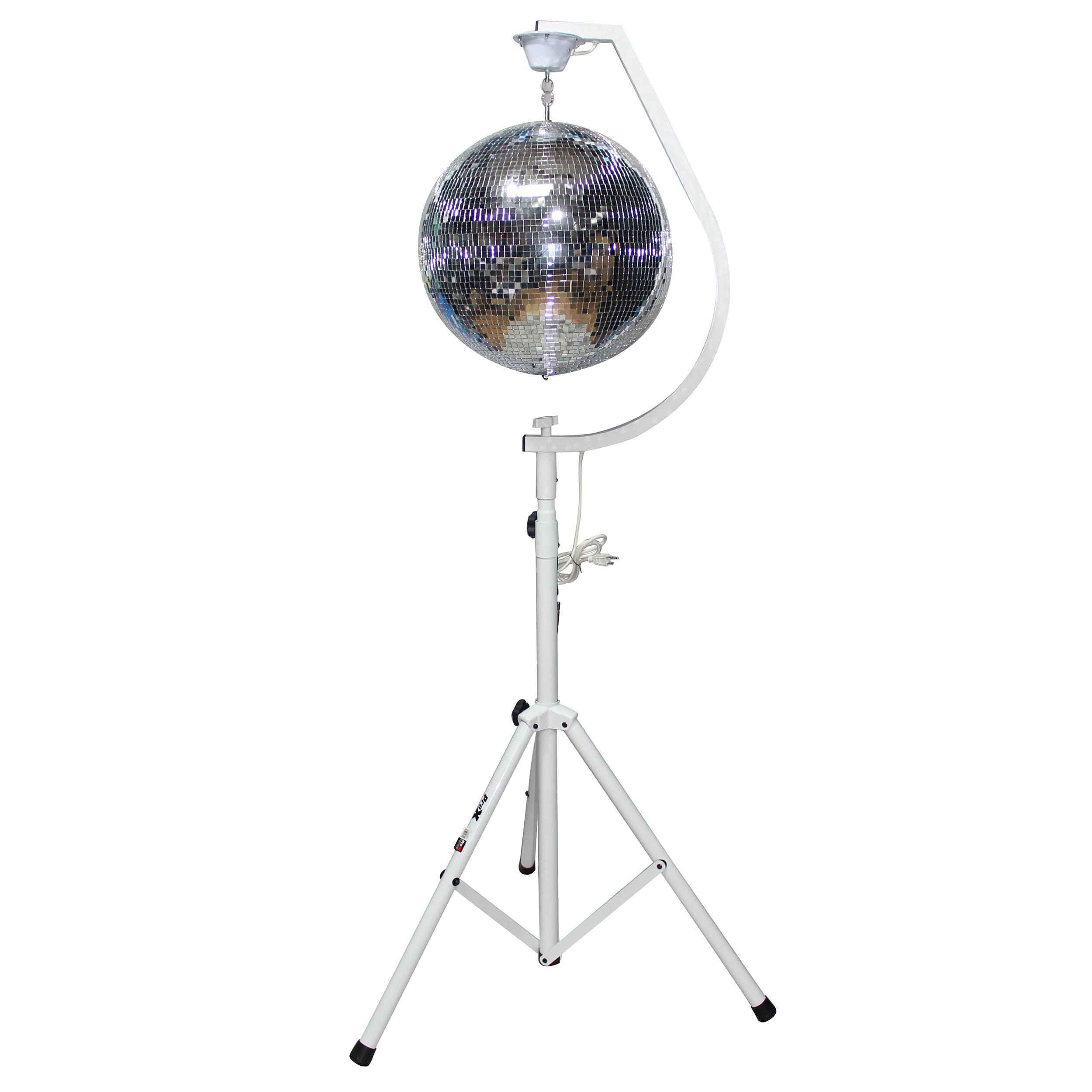 2x Pro X White 20" Mirror Ball Free-Standing Hooks with 1 RPM Motor - Image 6