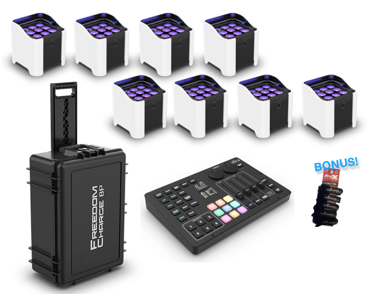 CHAUVET DJ Freedom Par H9 IP 8 Pack + ILS Command Wireless Controller & Freedom Charge 8P