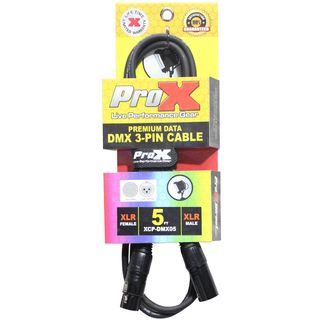 Pack of 10 Pro X 5 Ft. DMX XLR3-M to XLR3-F Premium Cables - Image 2