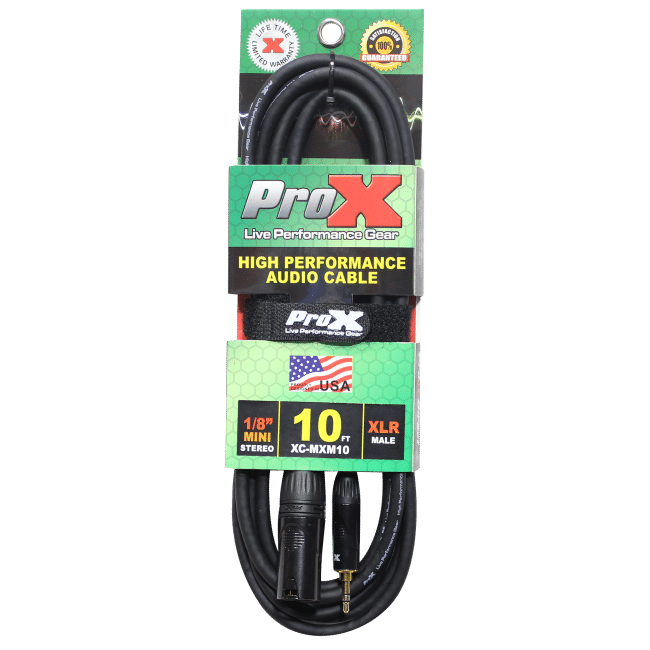 Pack of 10 Pro X 10 Ft. Unbalanced 1/8" (3.5mm) TRS-M Mini to XLR3-M High Performance Audio Cables - Image 2
