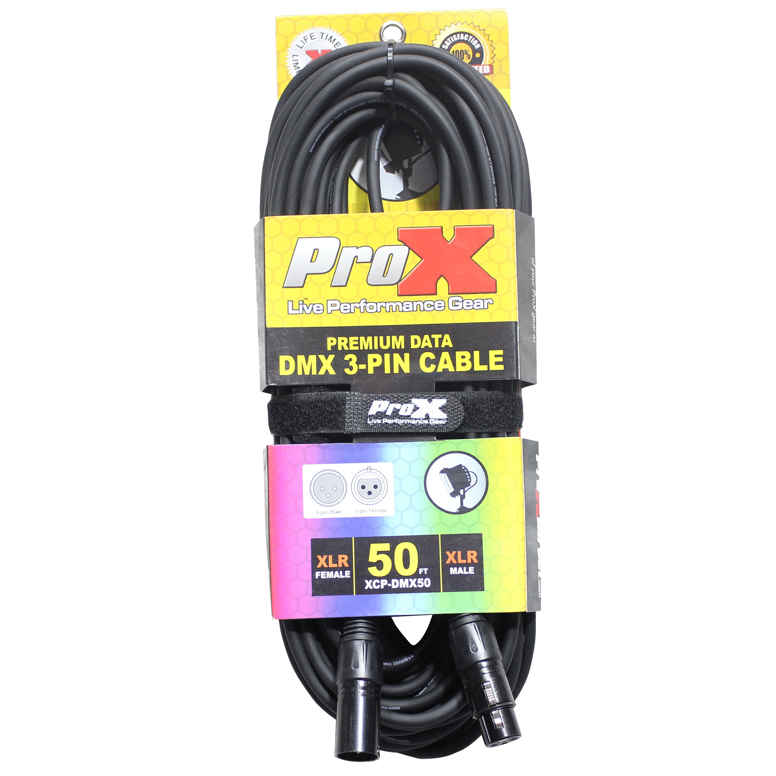 Pro X 50 Ft. DMX XLR3-M to XLR3-F Premium Cable