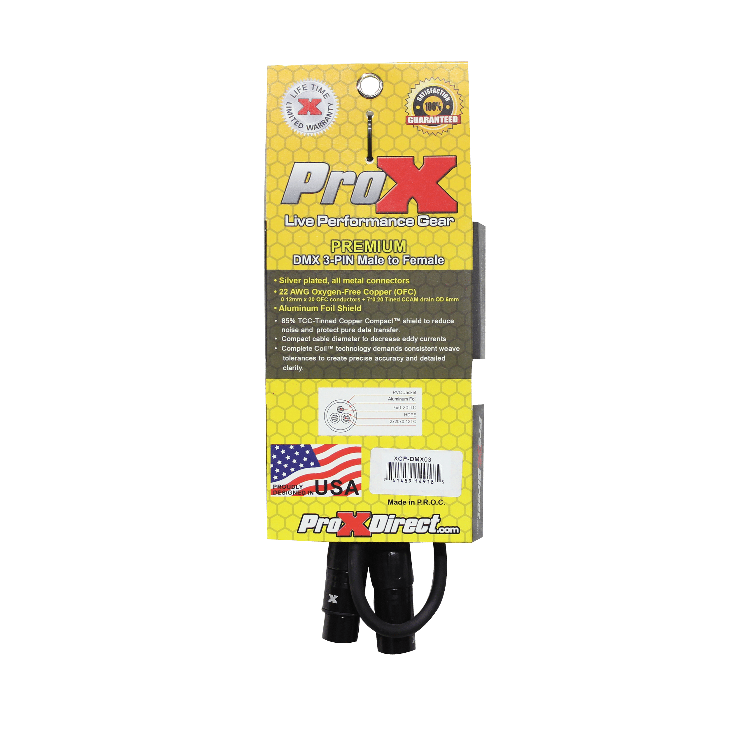 Pro X Pack of 10 3 Ft. DMX XLR3-M to XLR3-F Premium Cables - Image 3