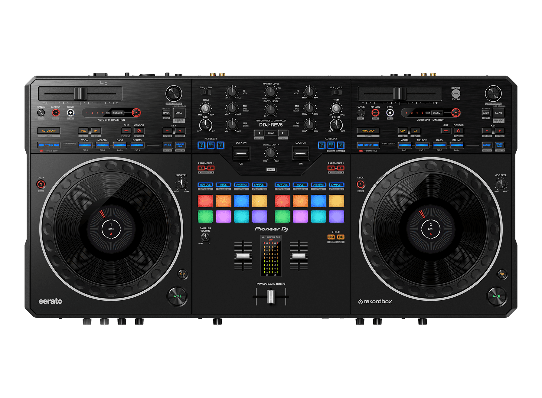 Pioneer DJ DDJ-REV5 Scratch Style DJ controller w/ Odyssey Flight Case + XLRs - Image 3