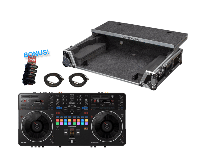 Pioneer DJ DDJ-REV5 Scratch Style DJ controller w/ Odyssey Flight Case + XLRs