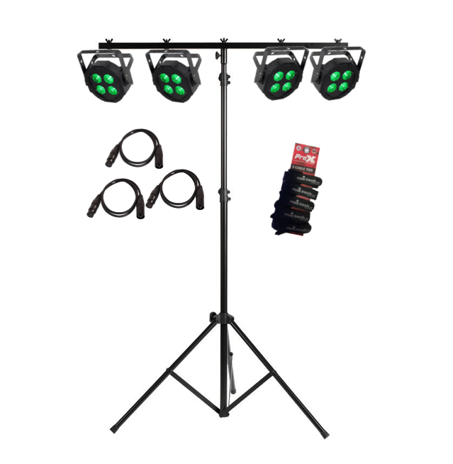Eliminator Lighting MEGA FLAT HEX LIME PAK4 with 9' T-Bar - Image 2