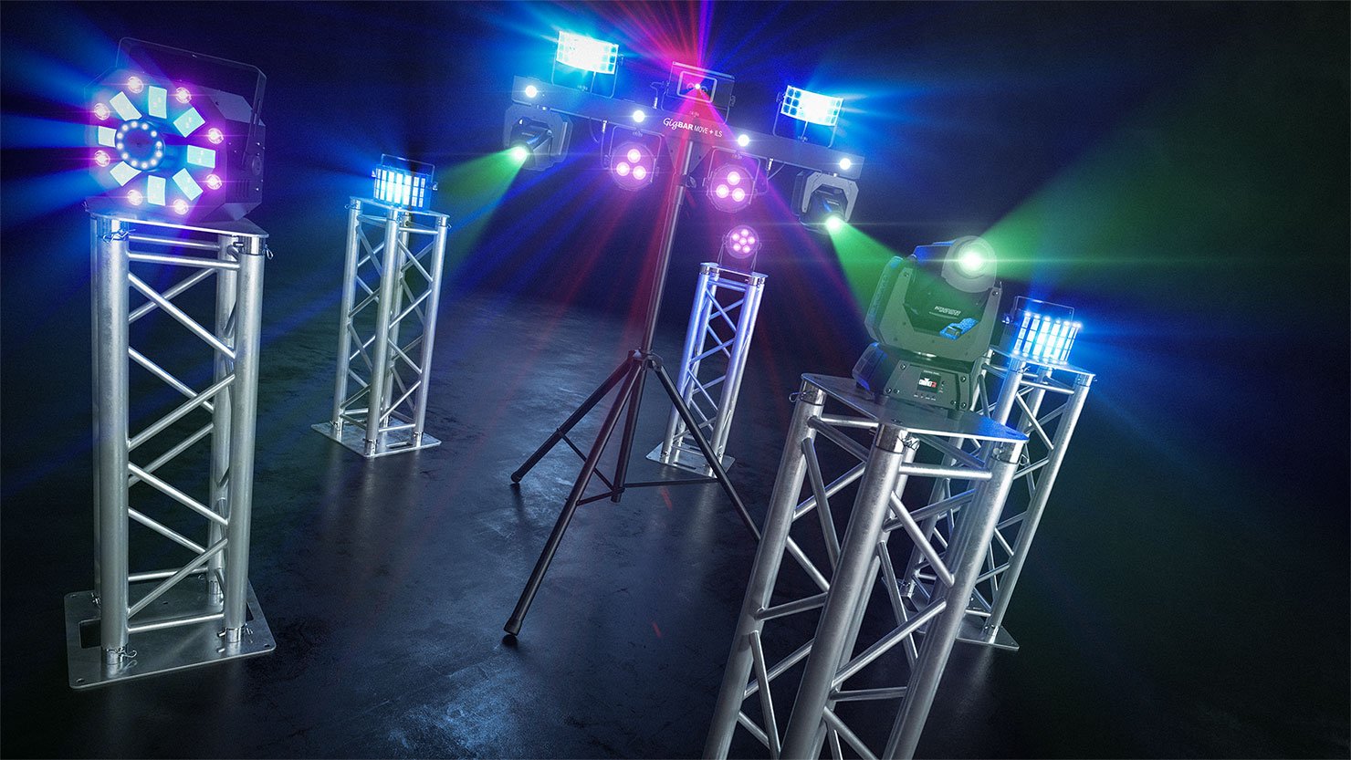 Chauvet DJ SlimPAR H6 ILS HEX Par 4 Pack with 9' Tripod + T-Bar - Image 5