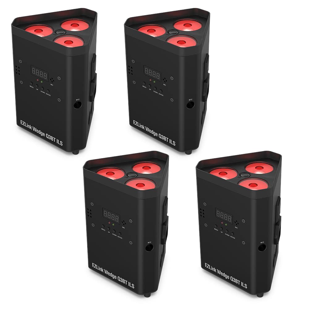 Chauvet DJ Set of 4 EZLink Wedge Q3BT ILS battery-operated RGBA LED wash lights