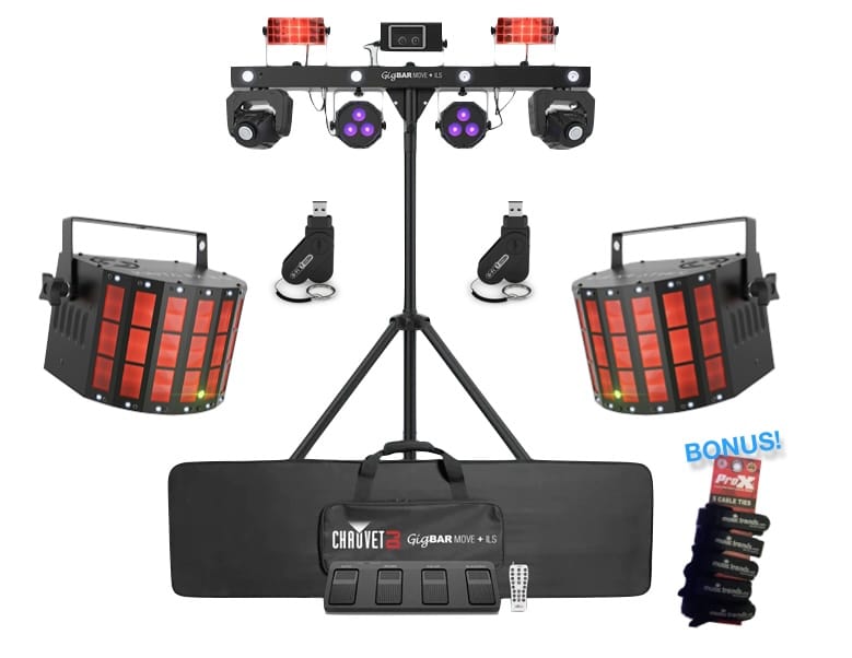 Chauvet DJ Gig Bar Move Plus ILS Bundle with 2x Kinta FX ILS +2x DFI-USB2