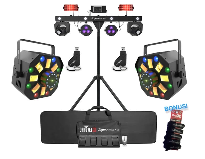 Chauvet DJ Gig Bar Move Plus ILS Bundle with 2x Swarm Wash FX ILS +2x DFI-USB2