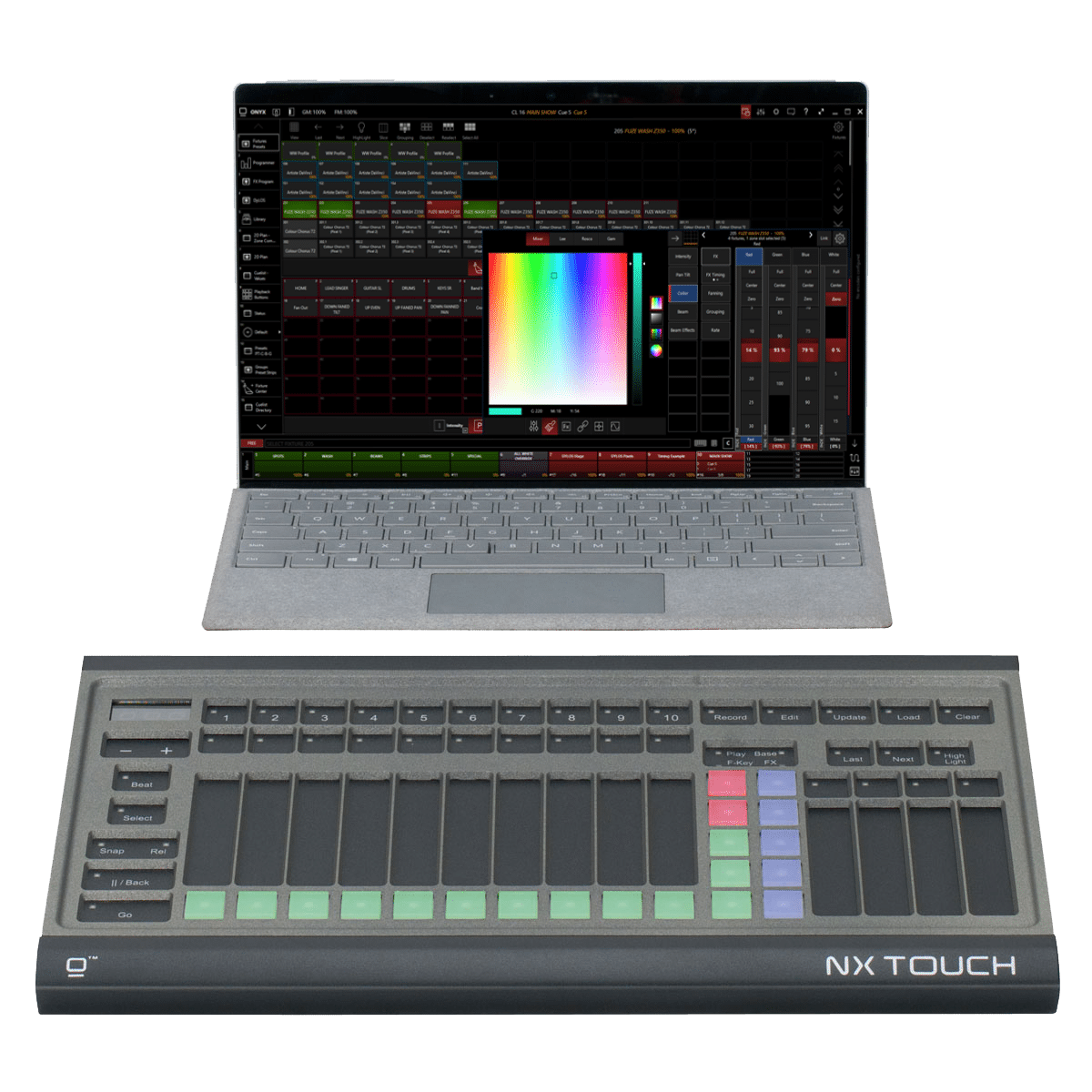 Elation NX Touch; PC USB Wing, 10 Touchfader, 1xDMX