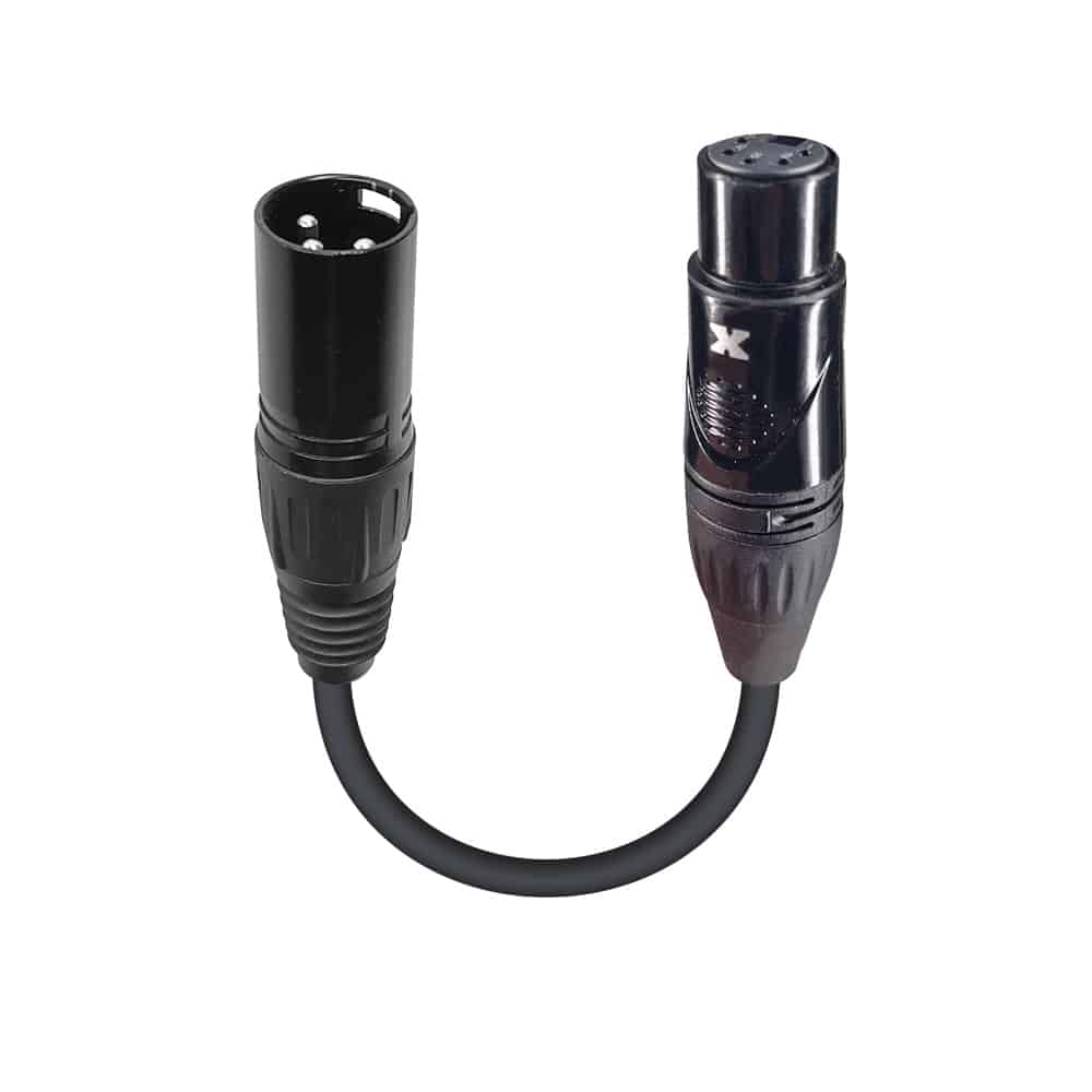 Pro X 6" DMX Male 3-Pin to DMX Female 5-Pin Coupler / Turnaround
