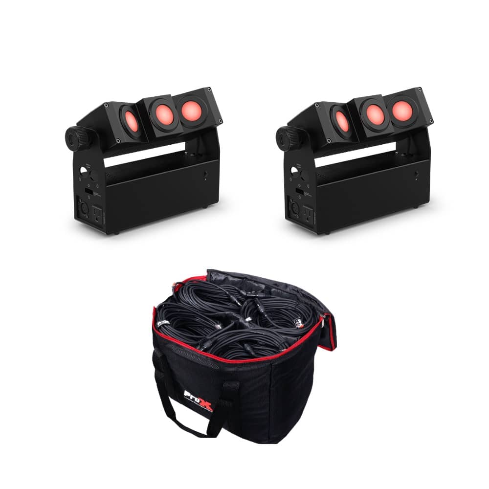 Pair of 2 Chauvet DJ EZBeam Q3 ILS battery-powered effect lights + Bag