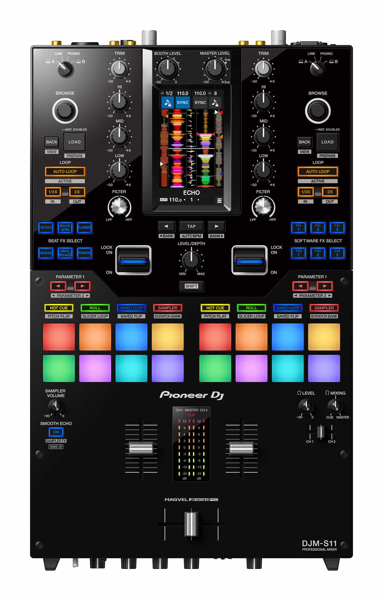 Bundle of Pioneer DJ DJM-S11 Pro 2-channel DJ Mixer + BLK Flight Case - Image 2