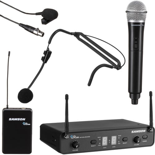 Samson Concert 288 Dual Channel Wireless All-In-One System with Q6 Handheld, LM5 Lavalier and HS5 Headset Microphones (CH288, CB288/CR288) - H Band - Image 2