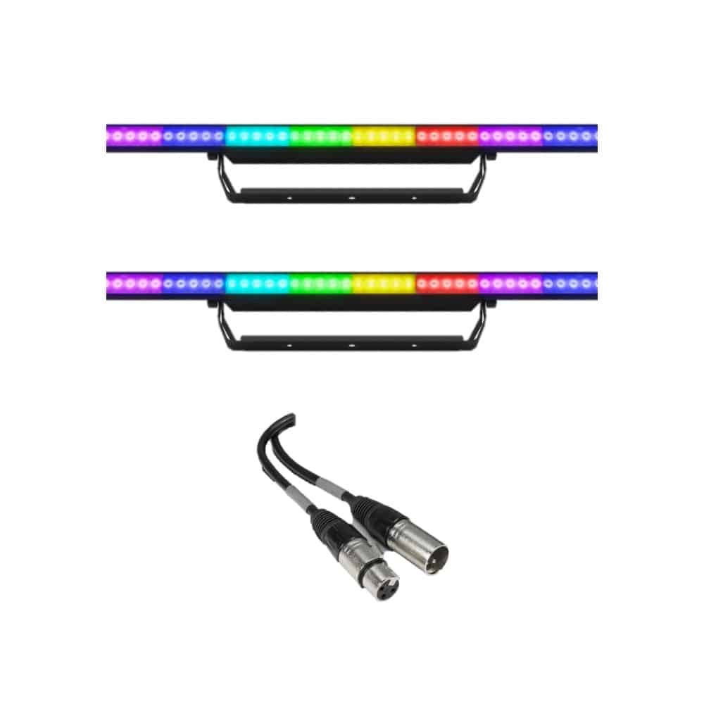 Pair of 2x Chauvet DJ COLORstrip PiX ILS strip/wash light + DMX Cable
