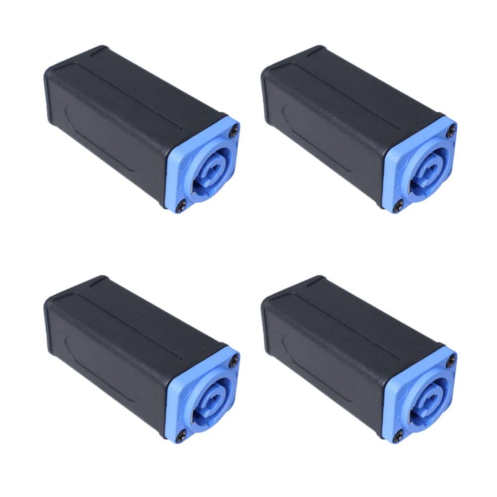 Pack of 4x Pro X PowerKon Cable Coupler Adapter BLUE Power In to GRAY Power Out