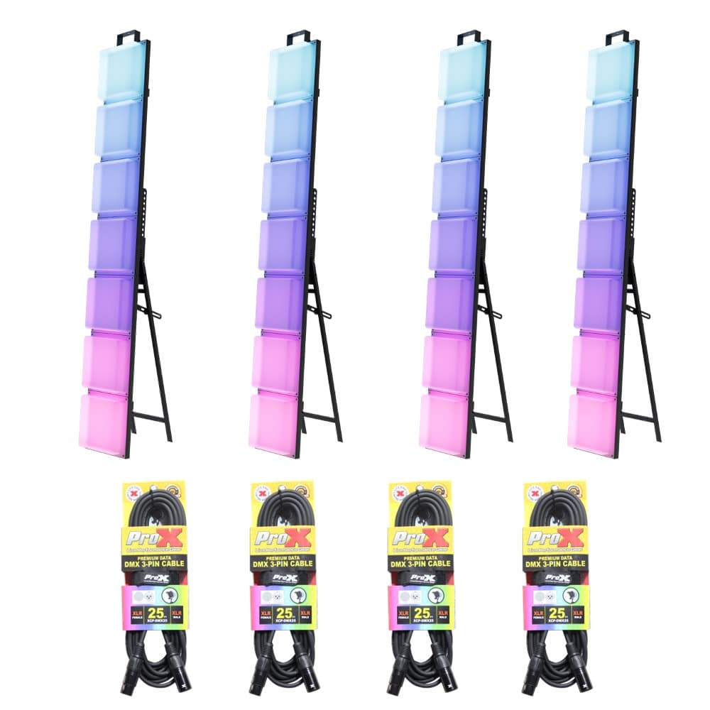 Set of 4x Blizzard Lighting InfiniPix Spektro LED Lights + 4x DMX Cables