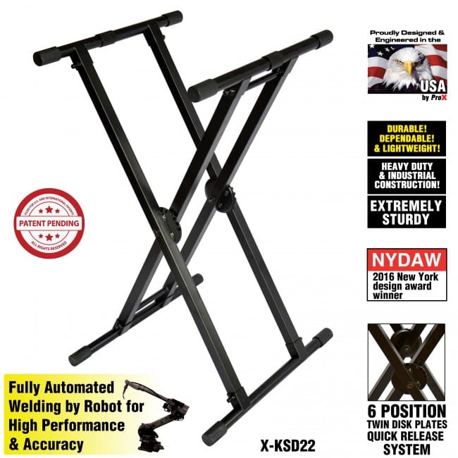 Set of Pro X Double X DJ Coffin/Keyboard Stand w/ Utility Table Top - Image 8