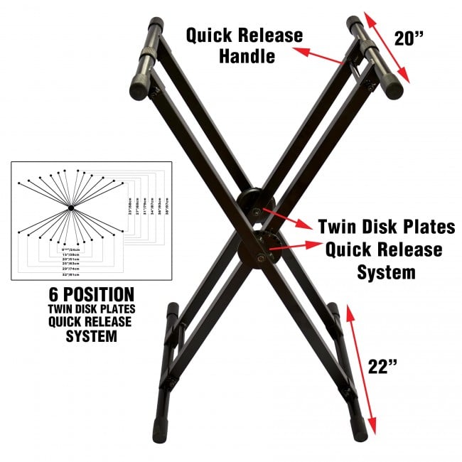 Set of Pro X Double X DJ Coffin/Keyboard Stand w/ Utility Table Top - Image 2