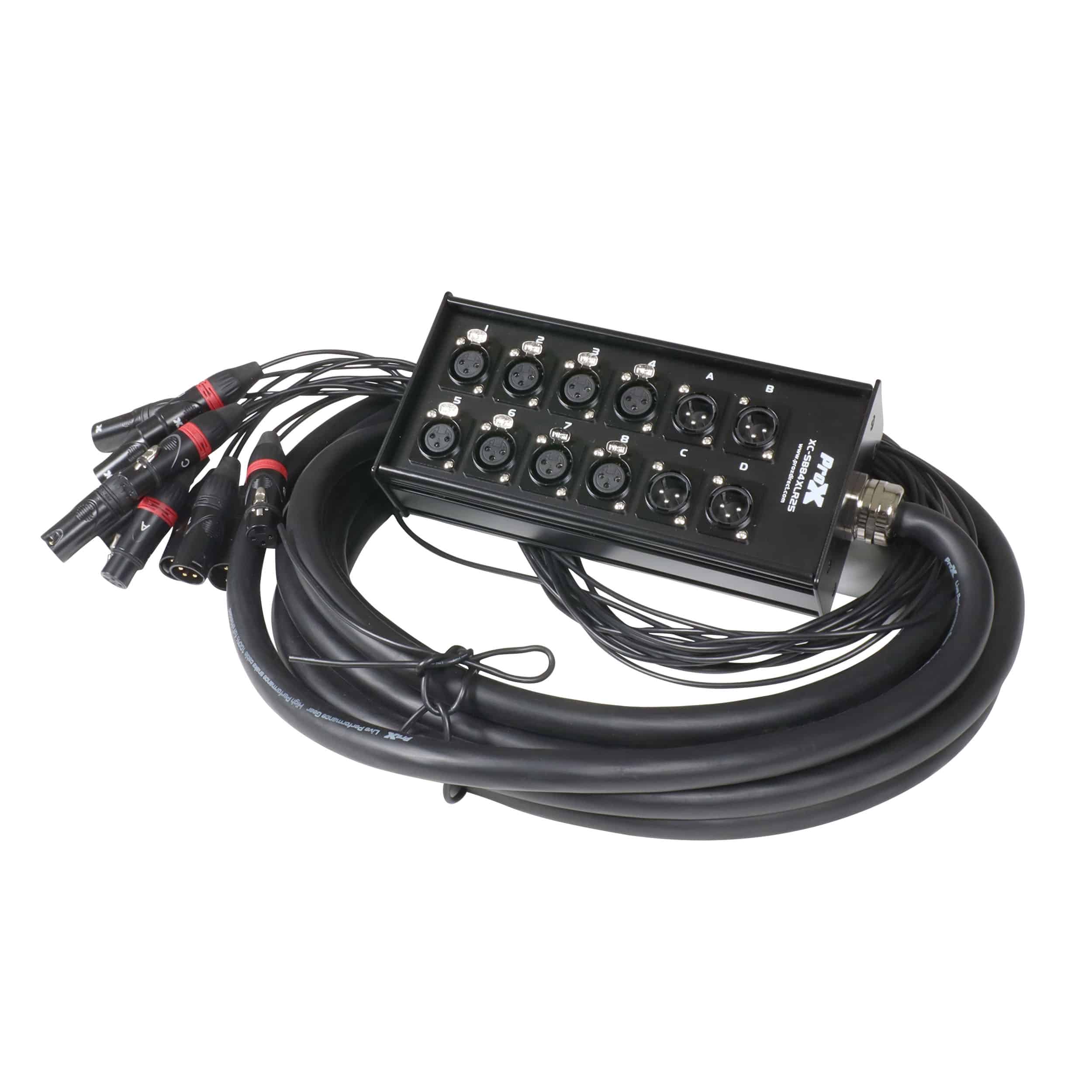 Pro X 25 Ft. XLR Stage Recording Extension Box Snake 8 XLR-F Send