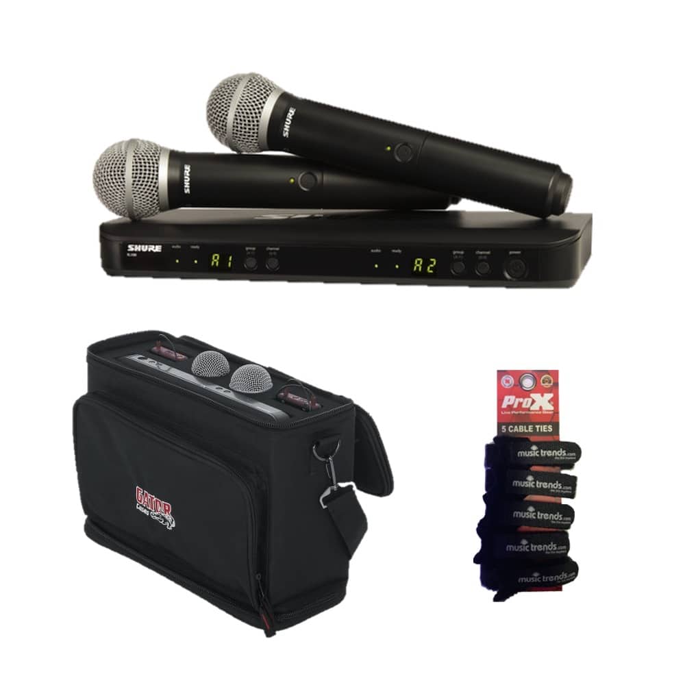 Shure BLX288/PG58 H9 Dual-Transmitter Wireless System w/ 2 PG58 Mics + Carry Bag