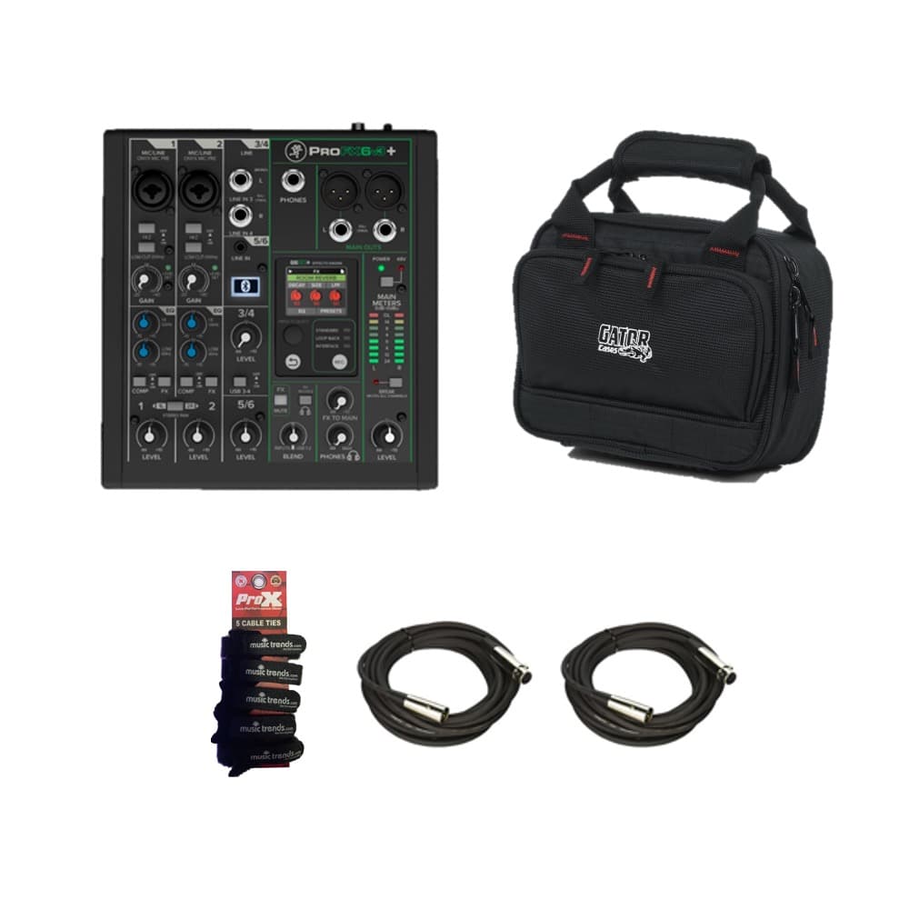 Mackie ProFX6v3+ 6-Channel Analog Mixer + Bag & 2x XLRs