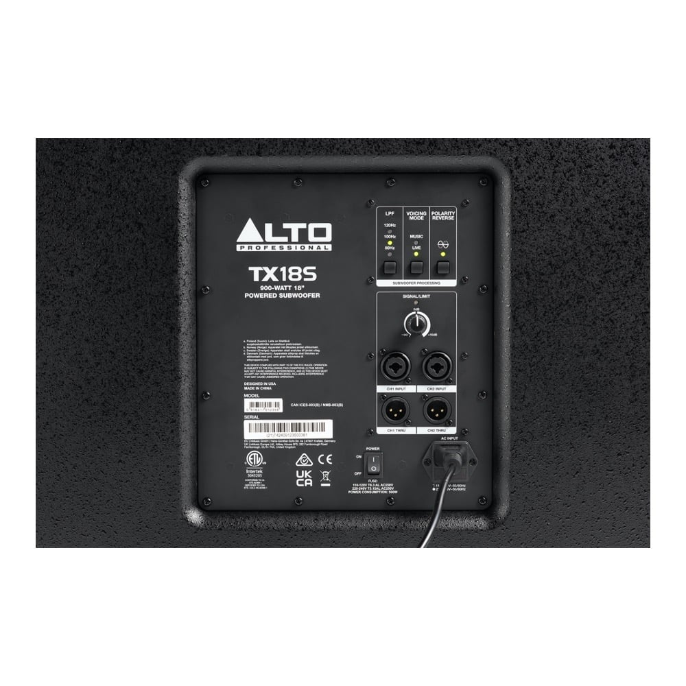 2x Alto Professional 900W 18″ Powered Subwoofer w/ 2x XLRs - Image 4