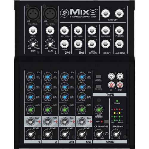 Bundle of Mackie Mix8 8 Channel Mixer + Headphones, Cables, Ties - Image 3