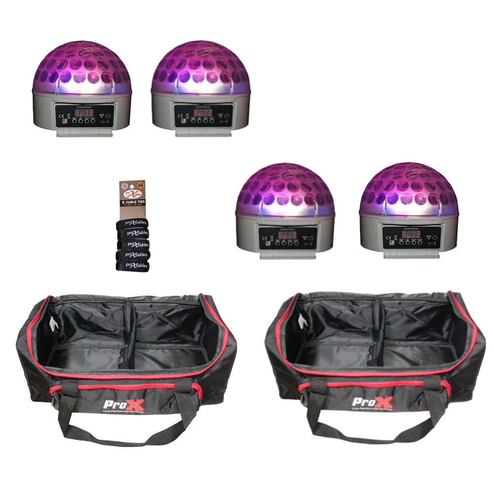 4x Blizzard Snowball DMX RGBW LED Multi Beam Effect Lights w/ Carry Bags