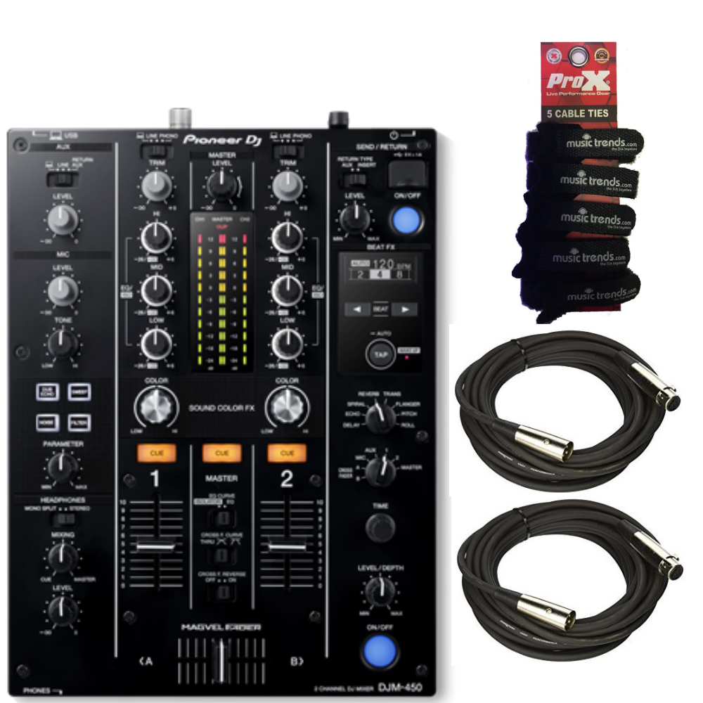 Pioneer DJ DJM 450 COMPACT 2-CHANNEL MIXER + XLR Cables