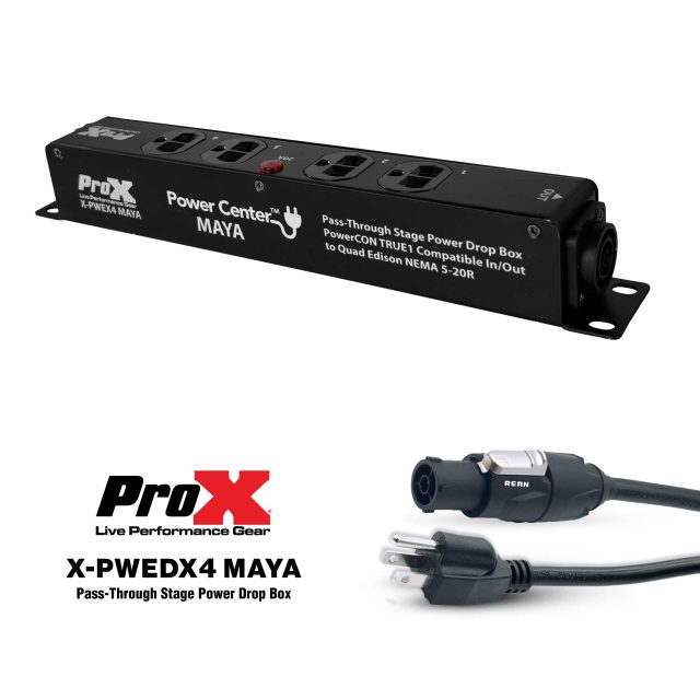 Pro X 4 Outlet Edison Power Strip AC Outlet Box Edison Nema 5-20R with True1 IN/OUT 20A Power Center