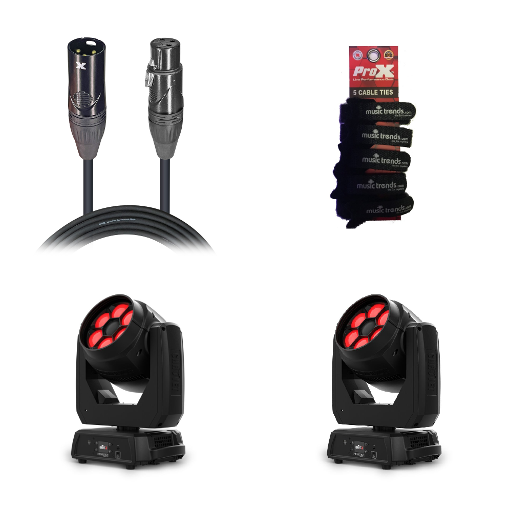 2x CHAUVET DJ Intimidator Trio XD Moving Head with Beam, Wash and Effect Lighting + 25' DMX Cable