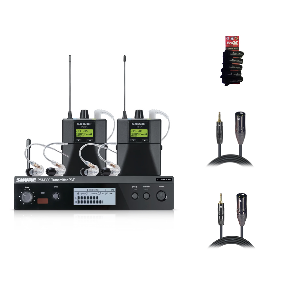 Shure PSM300 Twinpack Pro J13 (P3TRA215TWP) + 2x 3.5mm TRS to XLR-M
