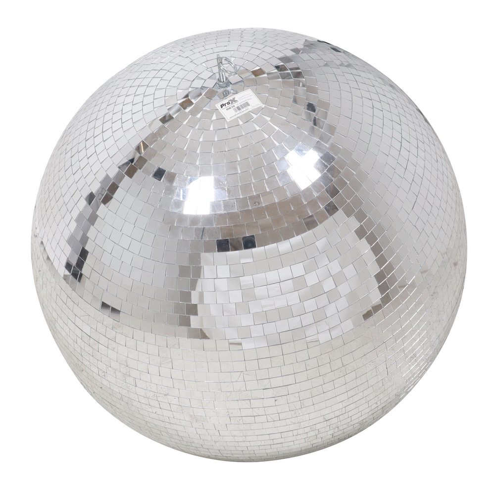 Pro X 30" Mirror Disco Ball with 3/4" Glass Tiles | Bright Silver Reflective DJ Sphere with Hanging Ring